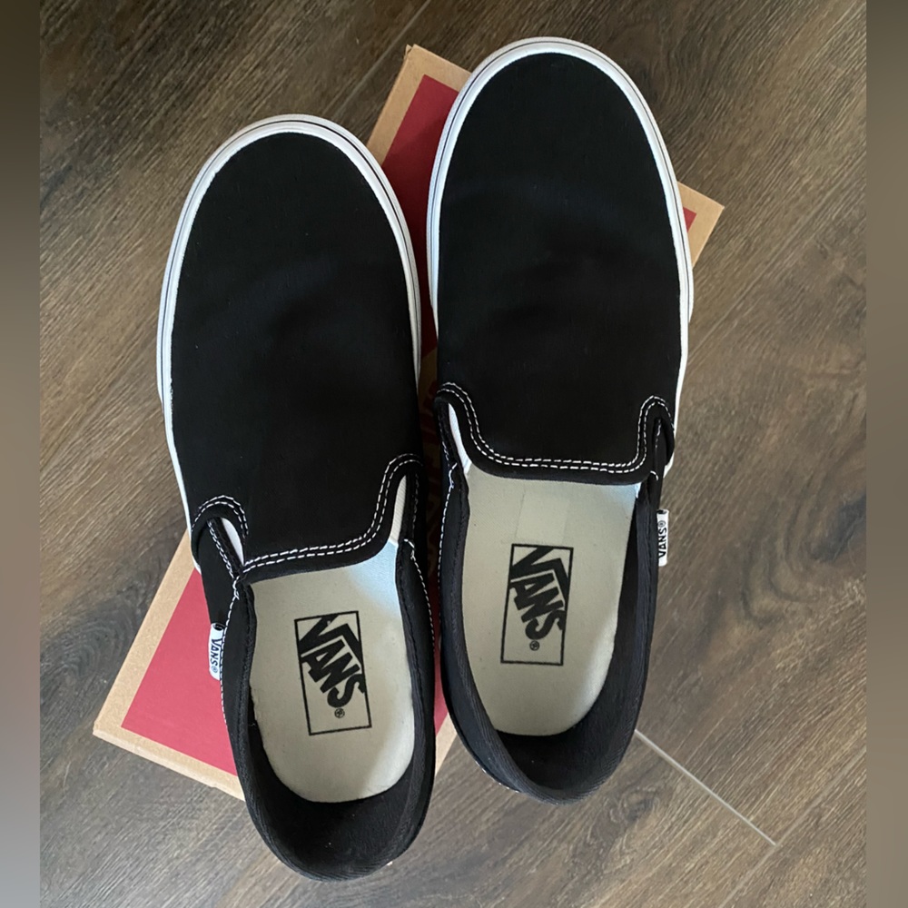 Black Canvas VANS Slip Ons Womens Size 9